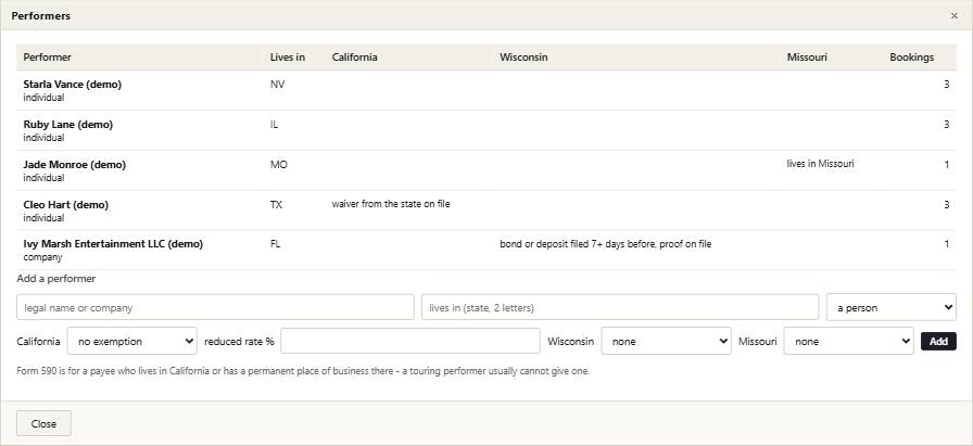 Bursar with its example records in it