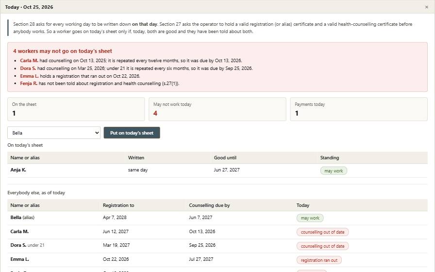 Daybook with its example records in it