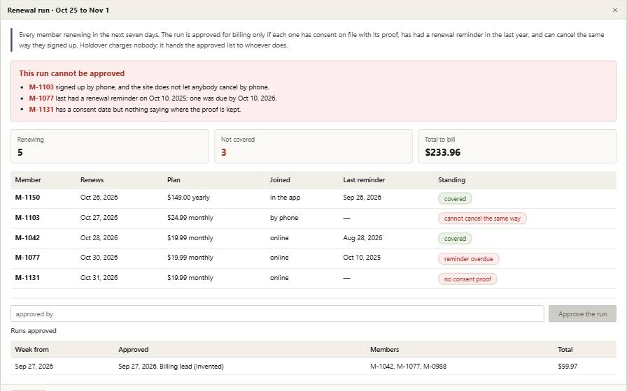 Holdover with its example records in it