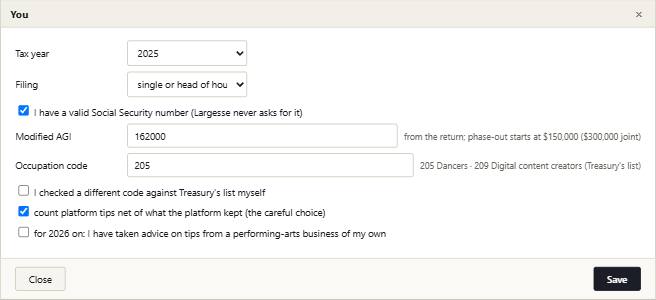 Largesse with its example records in it