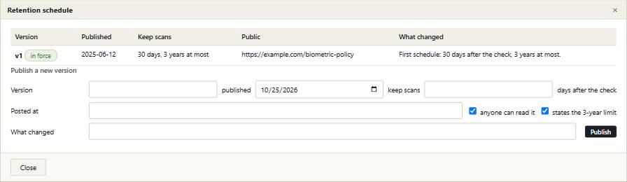 Purgeline with its example records in it