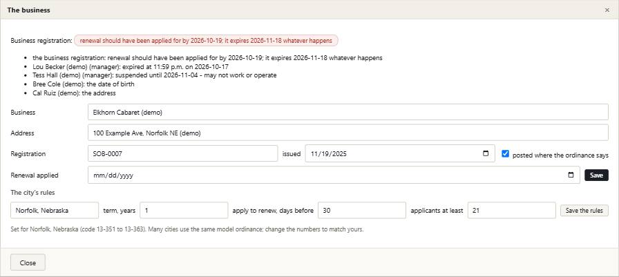 Registrar with its example records in it